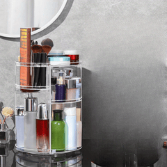 360 Rotating Makeup Organizer Spinning Bathroom Countertop Storage