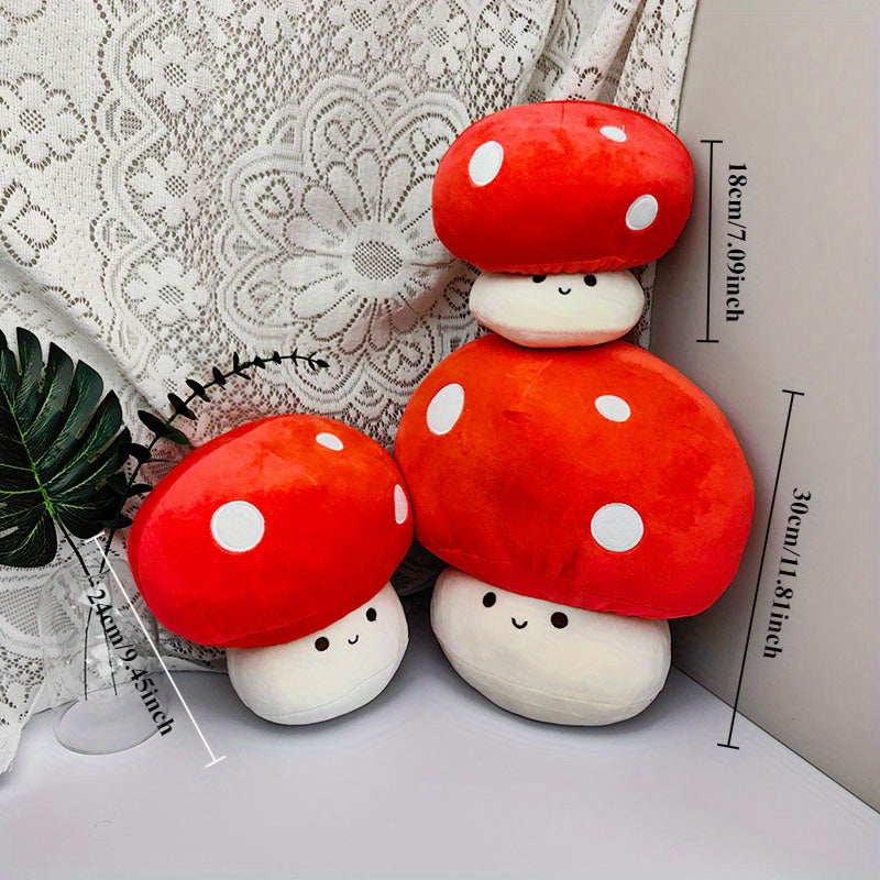 Red Mushroom Plush Toy Realistic Vegetable Doll Home Decoration