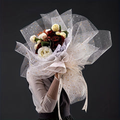 48cm Star Moon Gauze Flower Wrapping Paper, 4.57m Semi-Transparent Yarn Dot Bouq