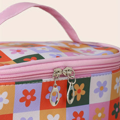 Floral Print Makeup Bag with Handle - Toiletry Bag for Women