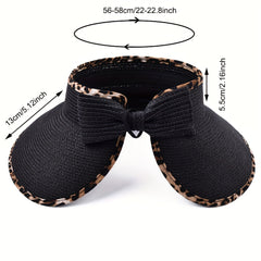 Leopard Print Straw Sun Hat UV Protection Visor