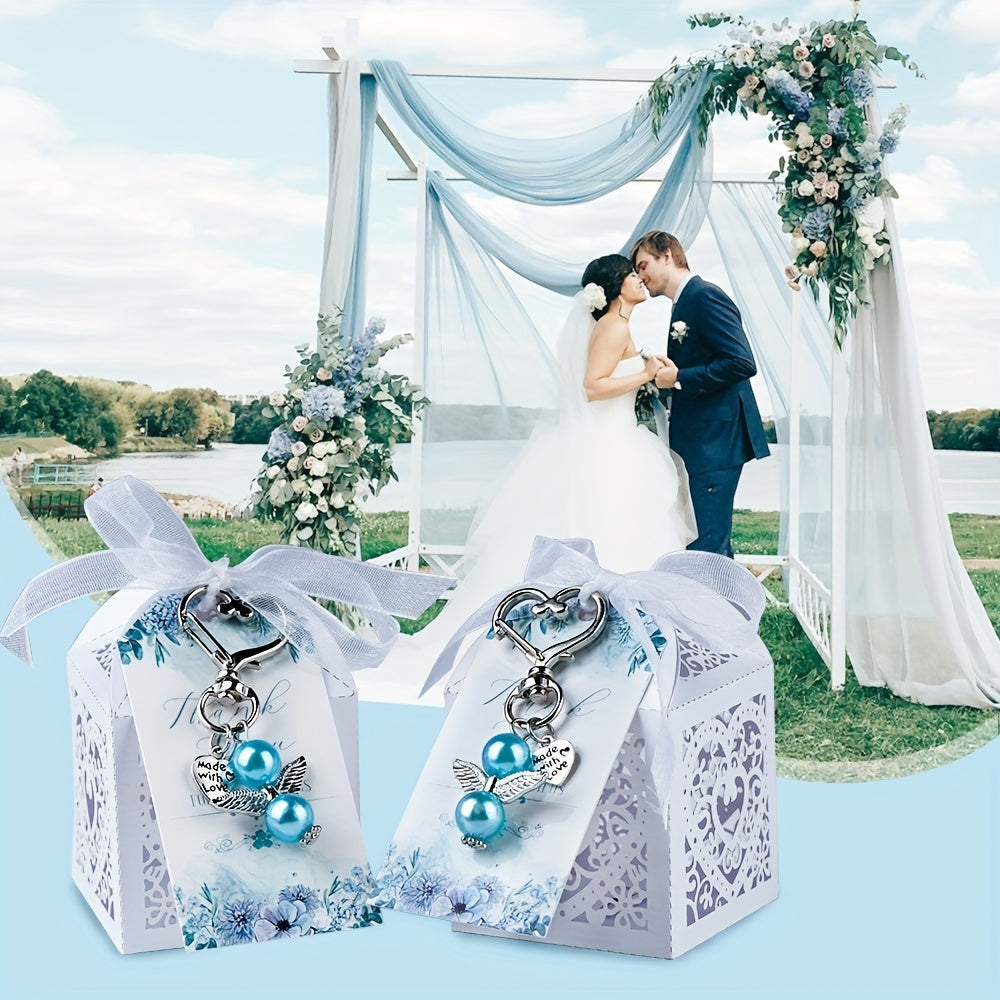 12pcs Angel Keychain Favors with Thank You Cards