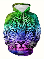Lion 3D Print Gradient Hoodie Men's Graphic Pullover Kangaroo Pocket