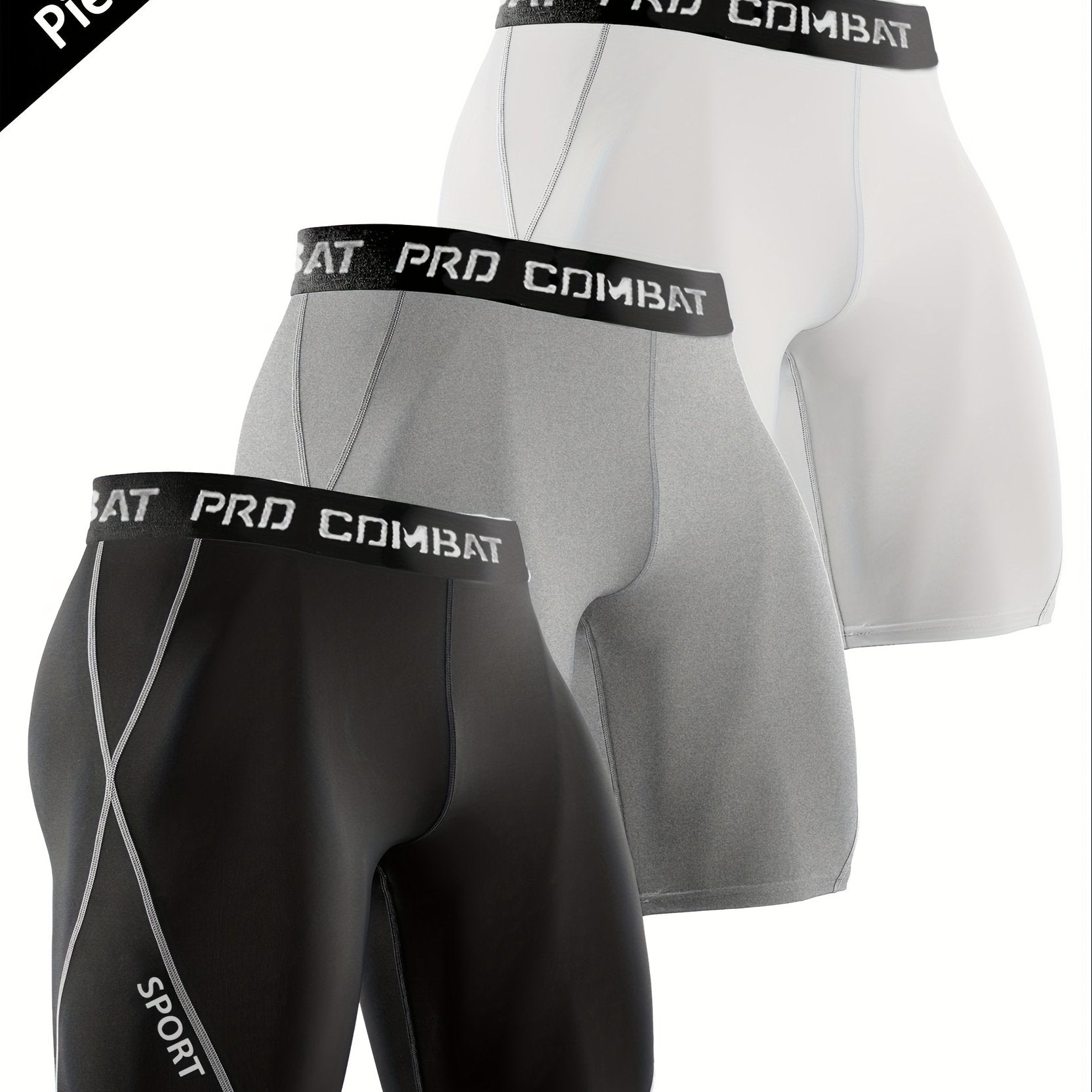 3 Pcs Men's Quick Drying Compression Sports Boxers Shorts
