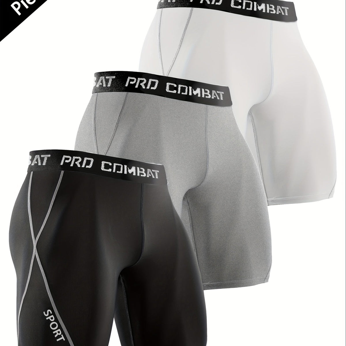 3 Pcs Men's Quick Drying Compression Sports Boxers Shorts