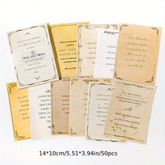 50 Sheets Retro English Journal Decoration Sticky Note Paper