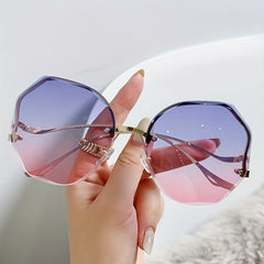 Round Rimless Sunglasses Gradient UV400 Sun Shades For Party Beach