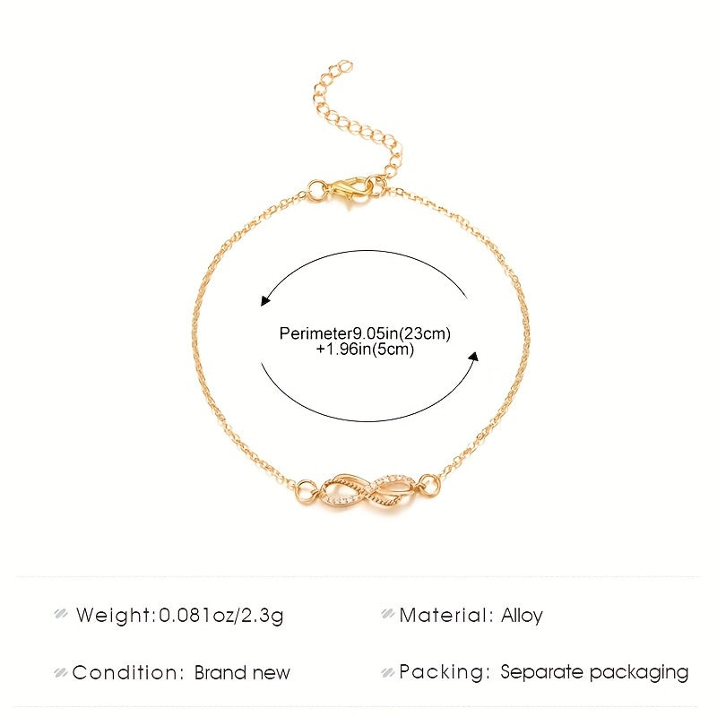 Infinity 8 Character Chain Anklet 18K Plated Zinc Alloy