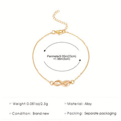 Infinity 8 Character Chain Anklet 18K Plated Zinc Alloy