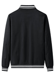 Men's Casual Baseball Collar Zip Up Jacket Coat For Spring Fall