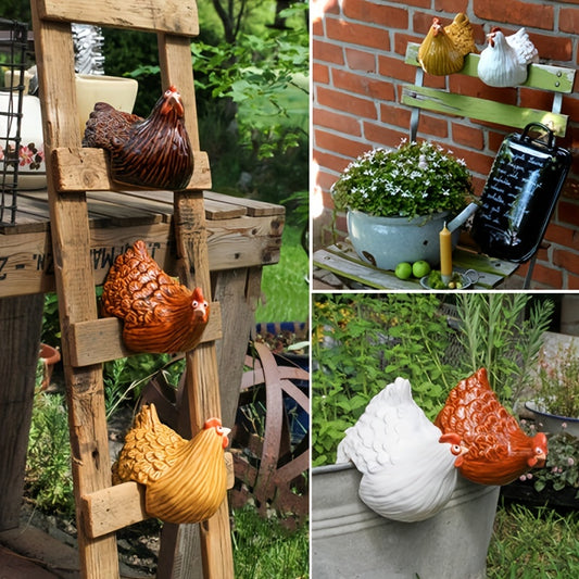 Resin Hen Yard Decoration Clip Ladder Ornament