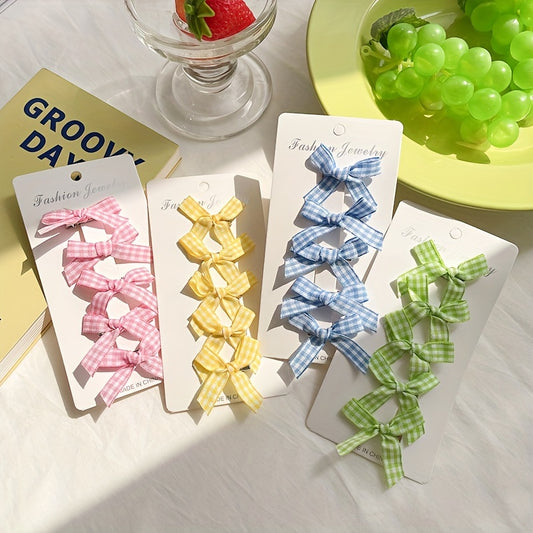 5pcs Rectangle Bow Hair Clips Set for Baby Girls