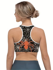  Spider Web Print Crop Tank Top