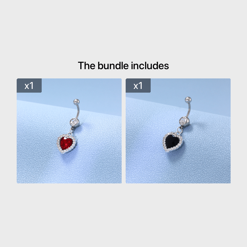 Heart Charm Belly Button Ring Stainless Steel Zircon Body Jewelry