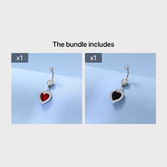 Heart Charm Belly Button Ring Stainless Steel Zircon Body Jewelry