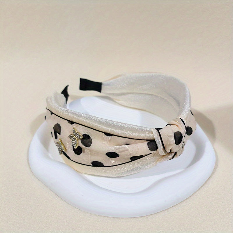 Cross Knotted Headband Rhinestone Butterfly Hair Band