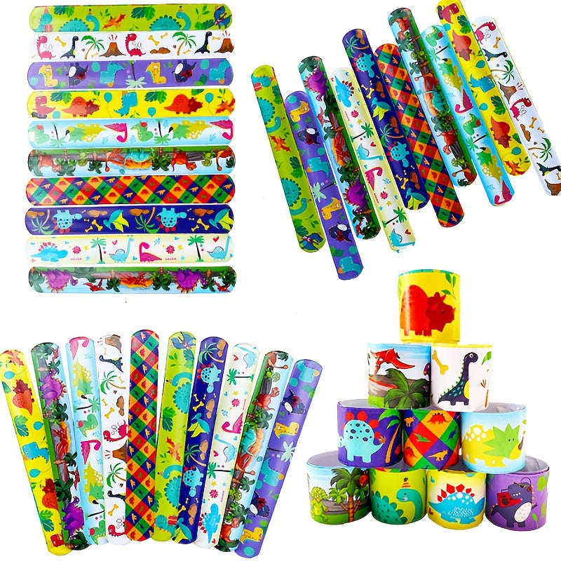 12pcs Dinosaur Theme Slap Bracelets Jurassic Interactive Toys
