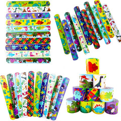 12pcs Dinosaur Theme Slap Bracelets Jurassic Interactive Toys