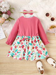 Girls Corduroy Floral Bow Dress Baby Clothes