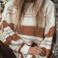  Striped Knitted Long Sleeve Pullover Jumper