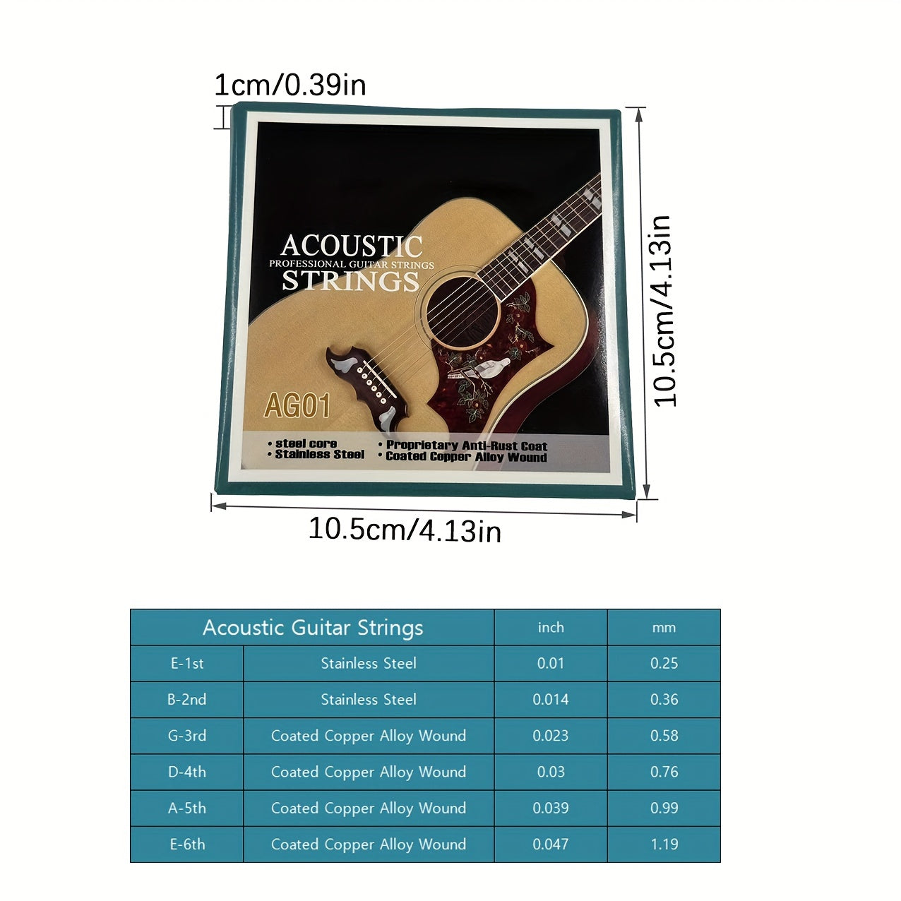 010 Acoustic Guitar Strings Stainless Steel Coated Copper Alloy Wound