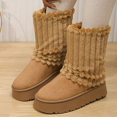 Women's Plush Lined Snow Boots Casual Thermal Furry Snow Shoes
