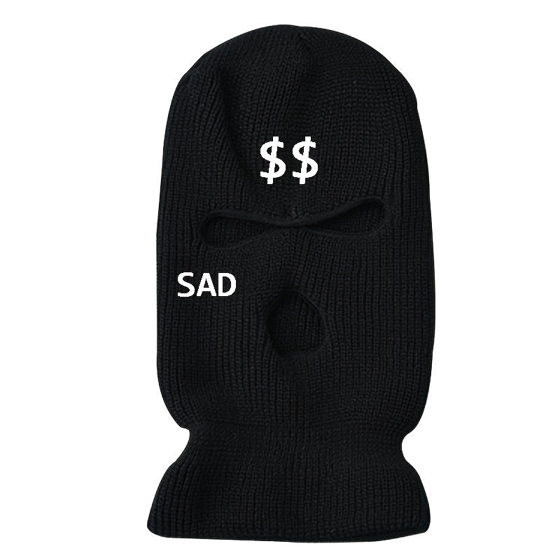 Embroidered Funny Hat 3 Hole Ski Mask Woolen Knitted Hat Winter Warm