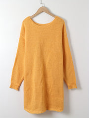  Solid Long Sleeve Crew Neck Sweater