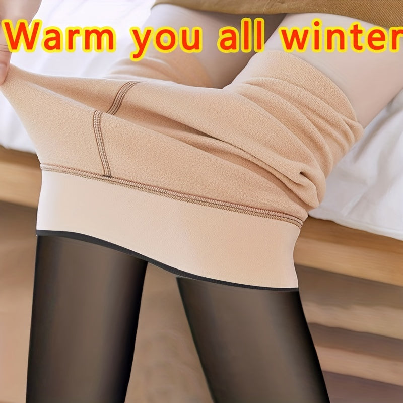 Plush Lined Opaque Thermal Leggings Women's Stockings