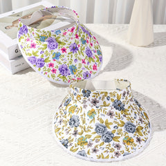 2pcs Floral Print Sun Visor Hat UV Protection Summer Travel Sun Visors
