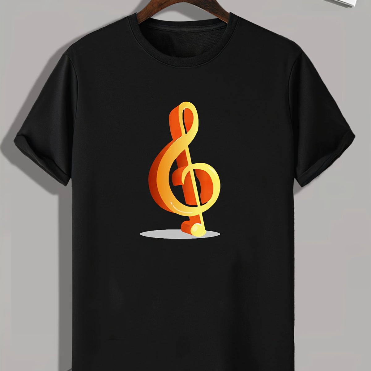 Music Note Pattern Print Men's Sports T-shirt