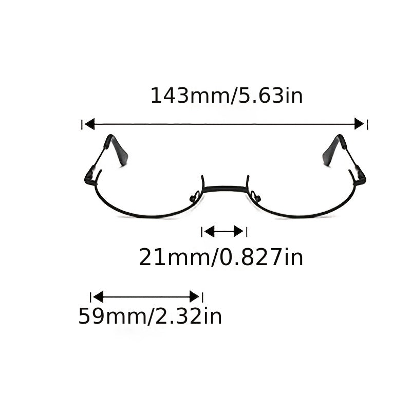 Rhinestone Decor Semi Rimless Lensless Glasses for Cosplay Party Club