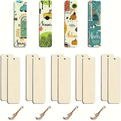 25pcs Wooden Bookmark With Rope Blank DIY Craft Unfinished Label