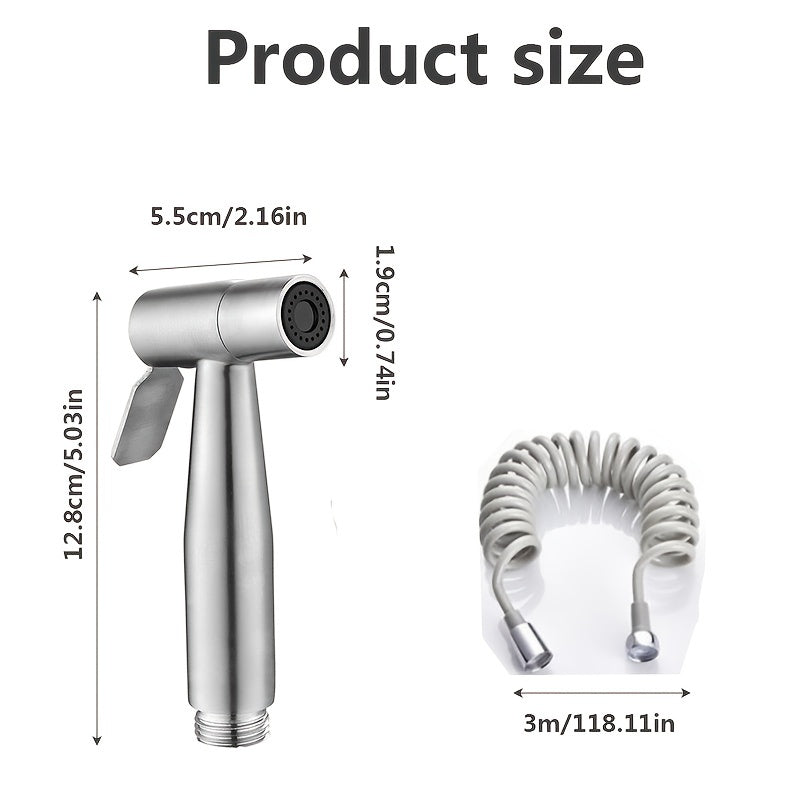 Stainless Steel Toilet Spray Gun Set - Bathroom Cleaning Accessories