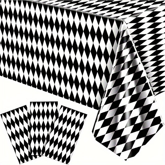 3pcs Checkered Tablecloths Plastic Checkered Tablecloths for Party Supplies