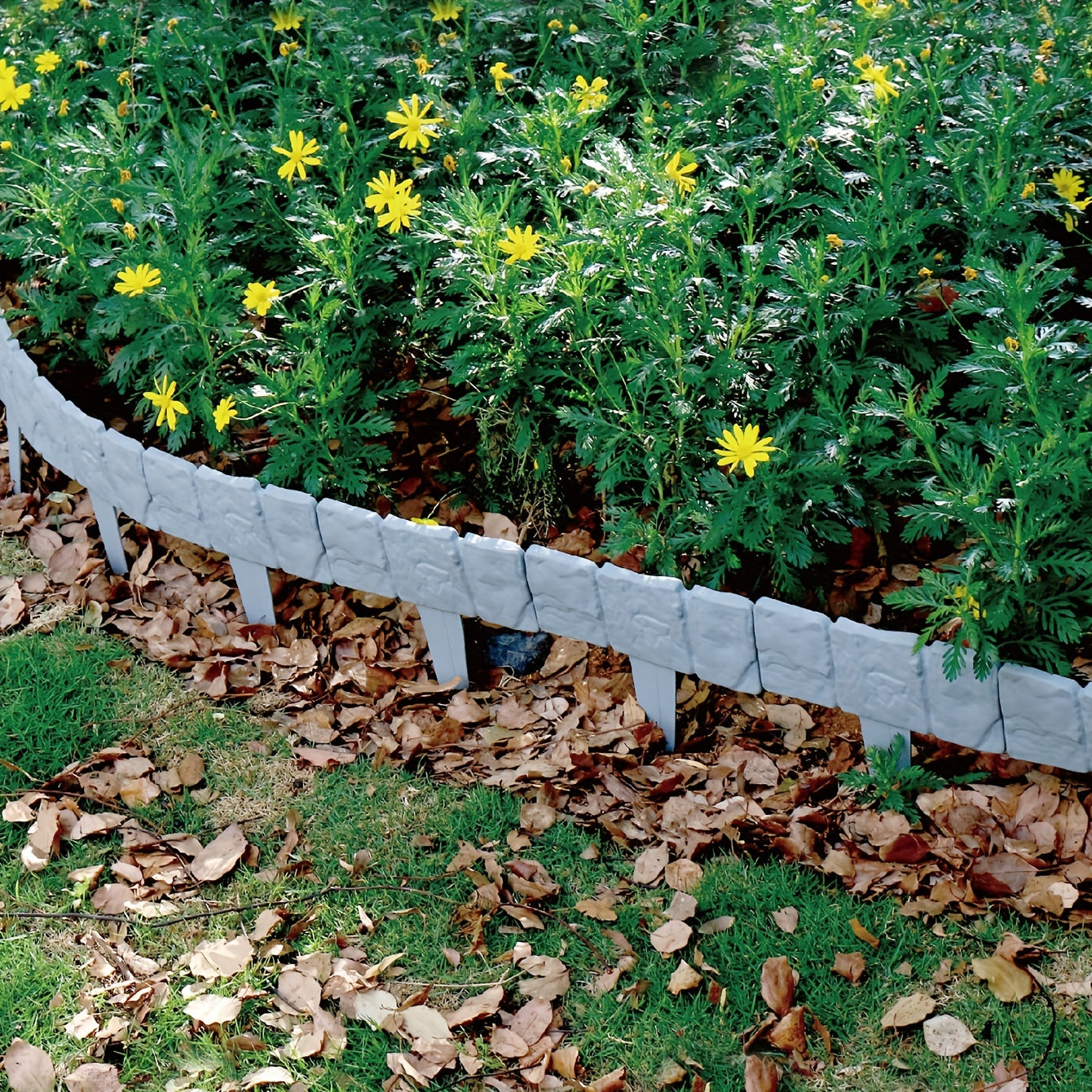 5pcs Stone Plastic Garden Fence Set 22 9 85 8 66inch