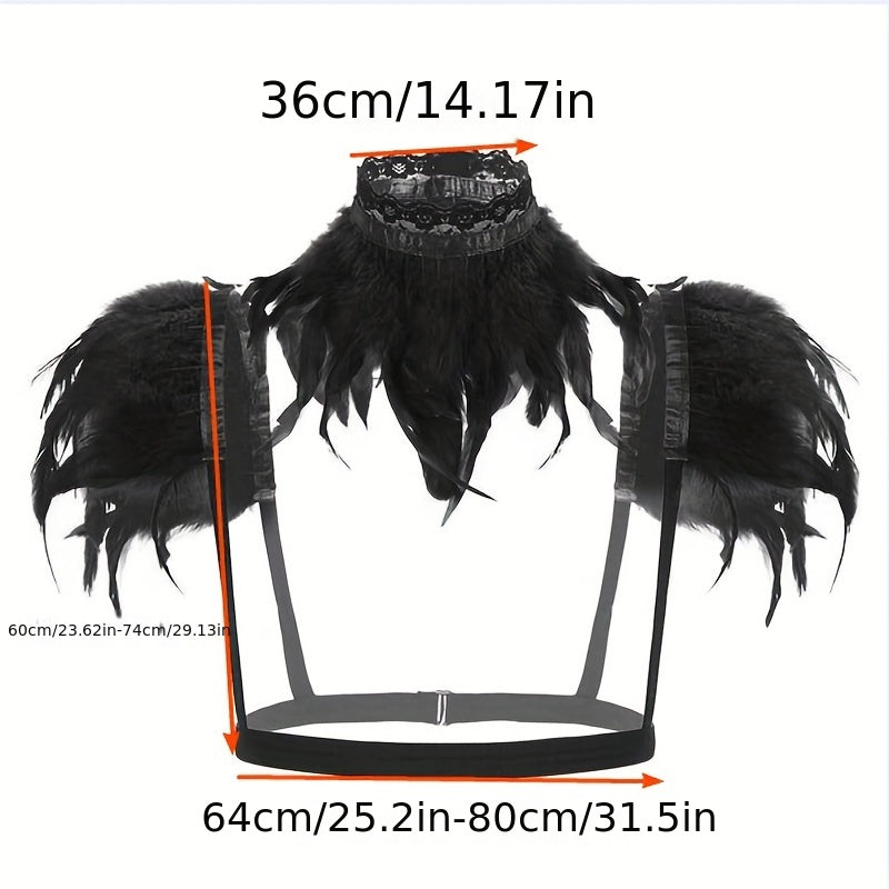 Punk Collar Shoulder Accessories Gothic Feather Belt Shawl Suit