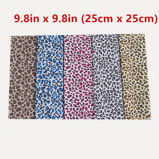 5 Pcs 9.8 X 9.8 Leopard Print Fabric Animal Quilting Cotton Patchwork