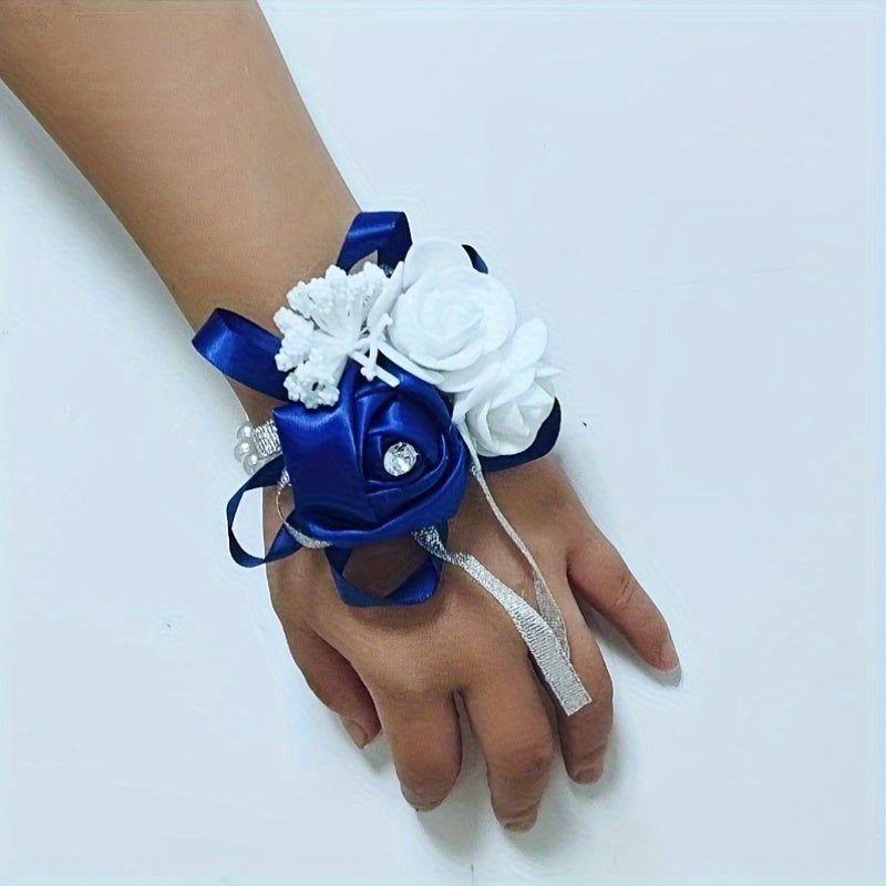3pcs Prom Flower Wrist Corsages Wedding Royal Hand Flower Anniversary