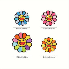 12pcs Smile Face Rainbow Sunflower Embroidered Patches