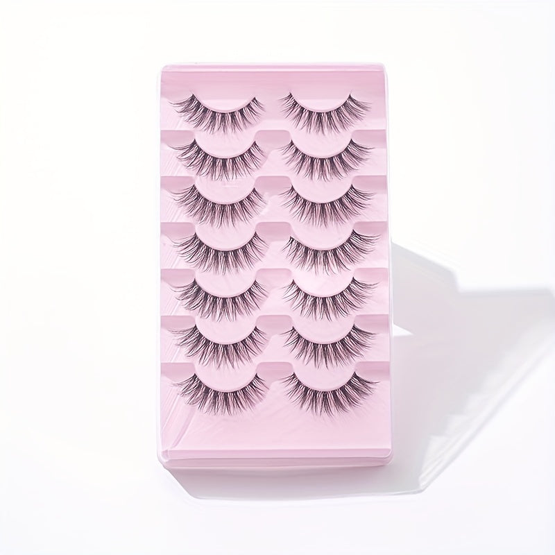 7 Pairs Fishtail False Eyelash Natural Fiber Long False Eyelashes 14mm