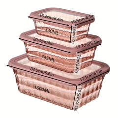 3pc Sealed Bento Box Large capacity Refrigerated Storage Box