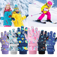 Kids Winter Skiing Gloves - Cartoon Warm Gloves for 4-13 Year Olds
