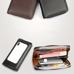 Men's Kangaroo Pattern Leather Zipper Handbag Large Capacity Wallet
