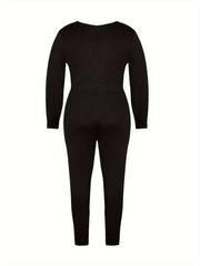  Zipper Long Sleeve Stretch Jumpsuit