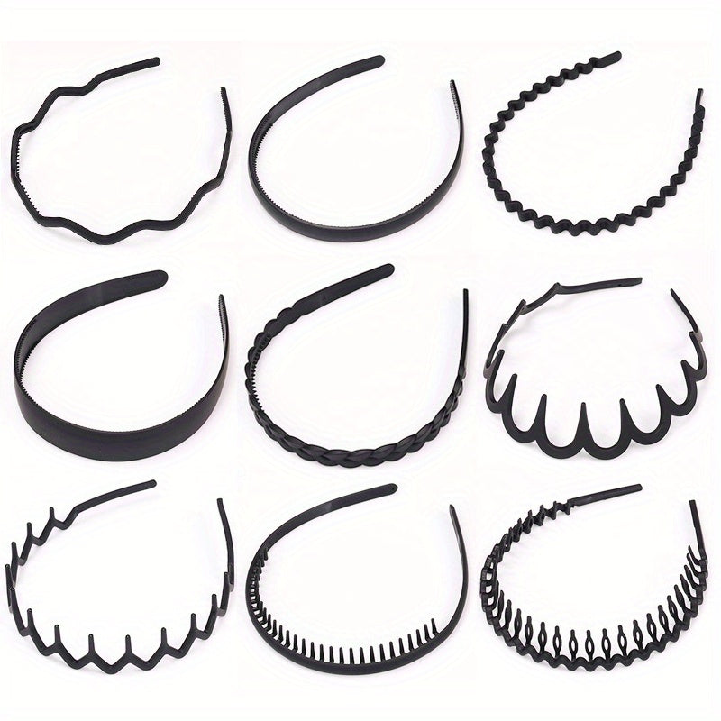 9pcs Frosted Headband Style Wavy Head Hoop Women's Hair Accessories