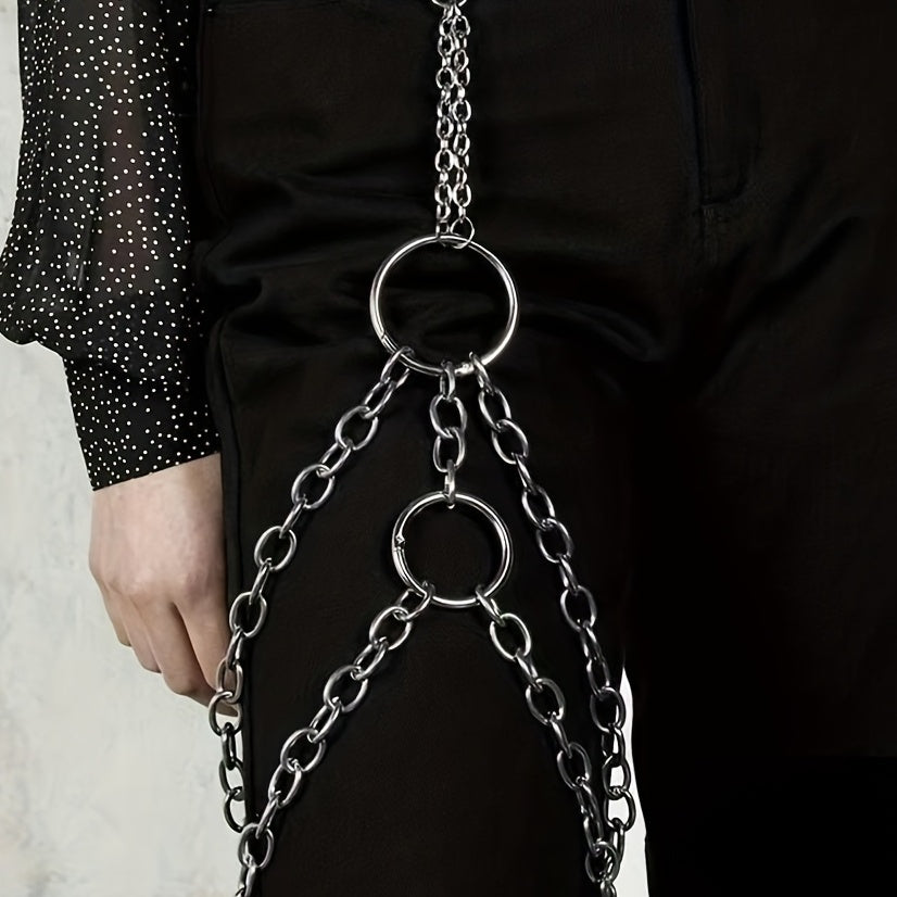 Punk Double Layer Thigh Chain Vintage Lobster Clasp Key Chain Unisex