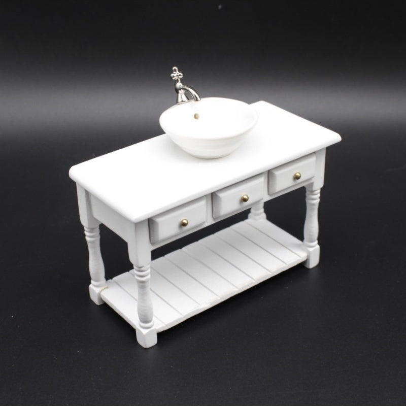 Dolls House Furniture Model Dining Room Wooden Table with Drawers