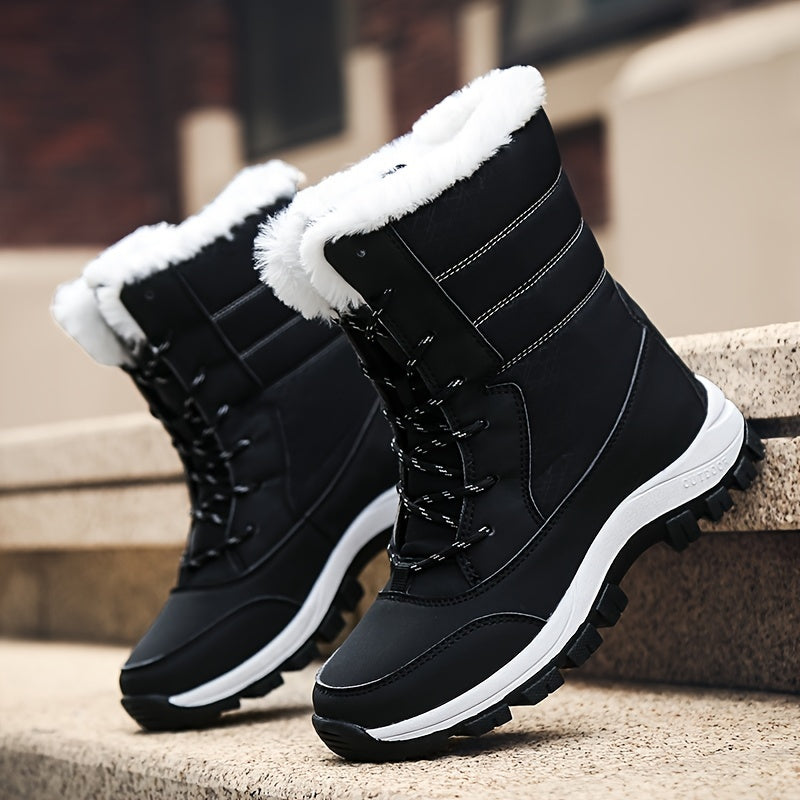 Women's Contrast Snow Boots Winter Mid Calf Thermal Boots