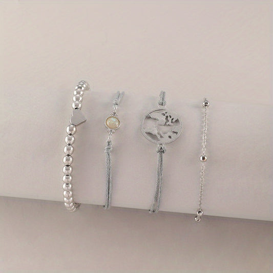 Bohemian Heart Golden Chain Bracelets Set 4pcs